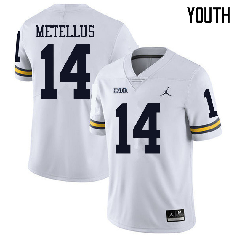 Jordan Brand Youth #14 Josh Metellus Michigan Wolverines College Football Jerseys Sale-White